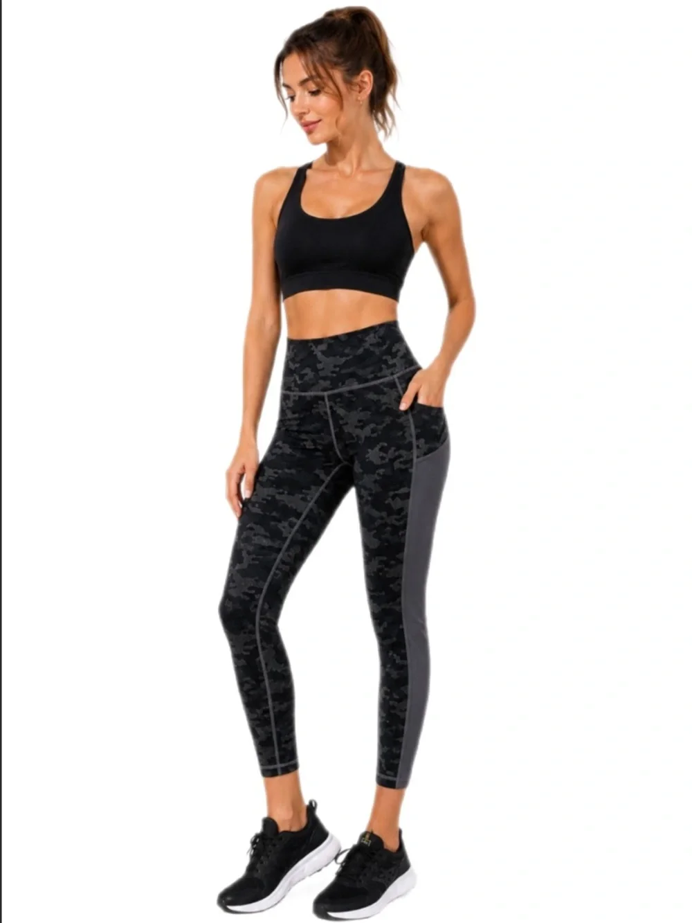Fabletics PowerHold Camo High Rise Cropped Leggings Size M